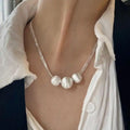 Vintage 925 Sterling Silver Geometric Simple Shinning Balls Necklace