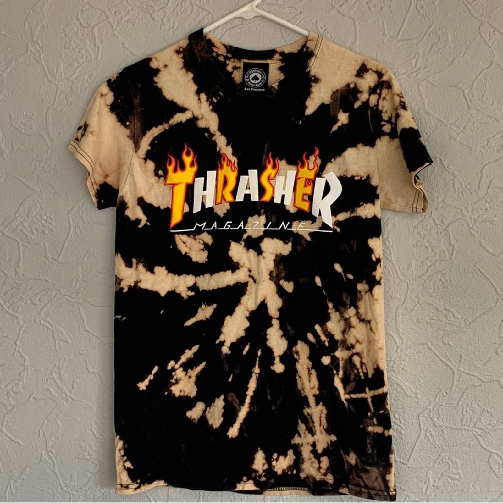 Mens Authentic Thrasher Shirt Size Small Bleached Tye Dye Hoodie, Sweatshirt | FlexRushtees.com