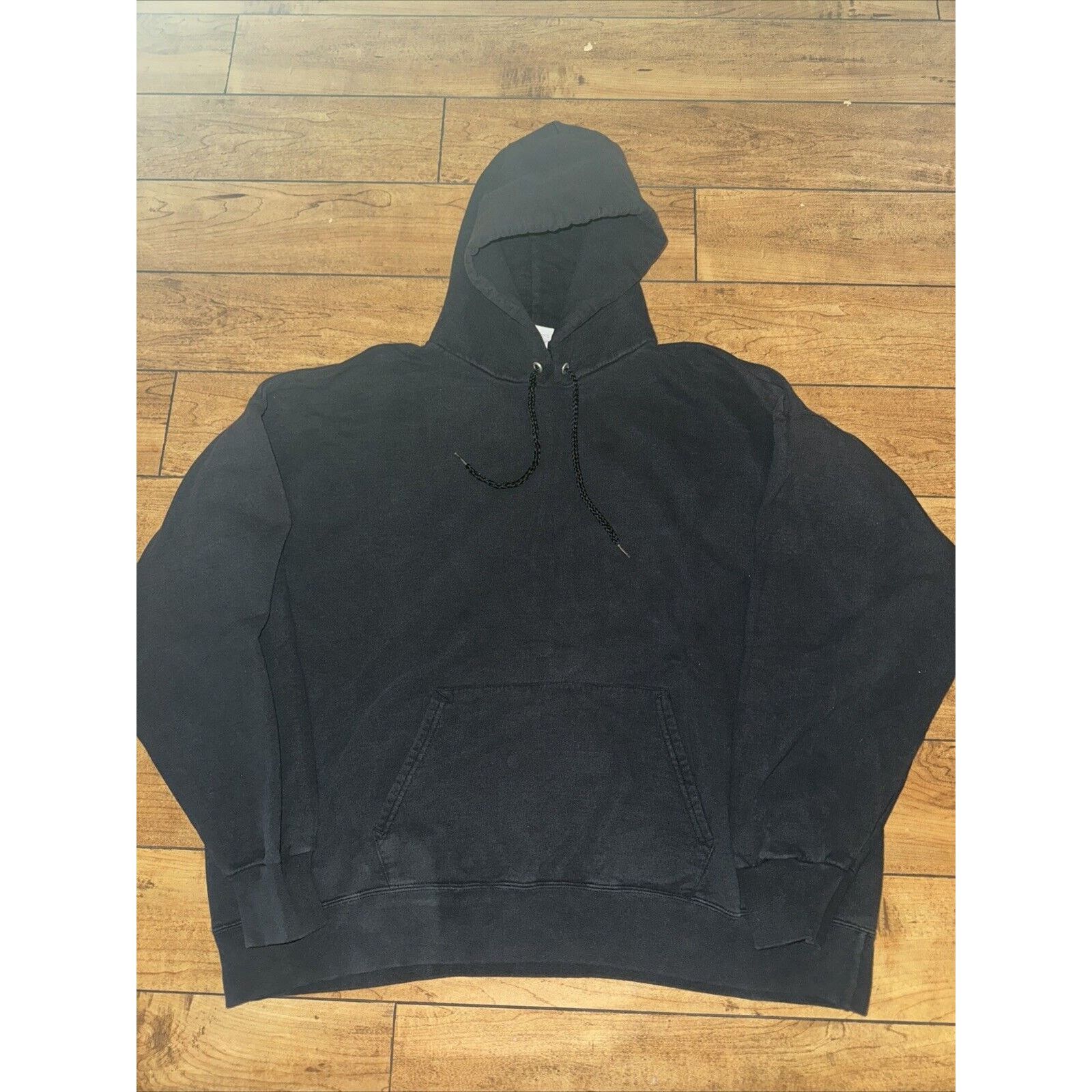 Vintage Hanes Hoodie Black Sweater 27x25 Pull Over Xl