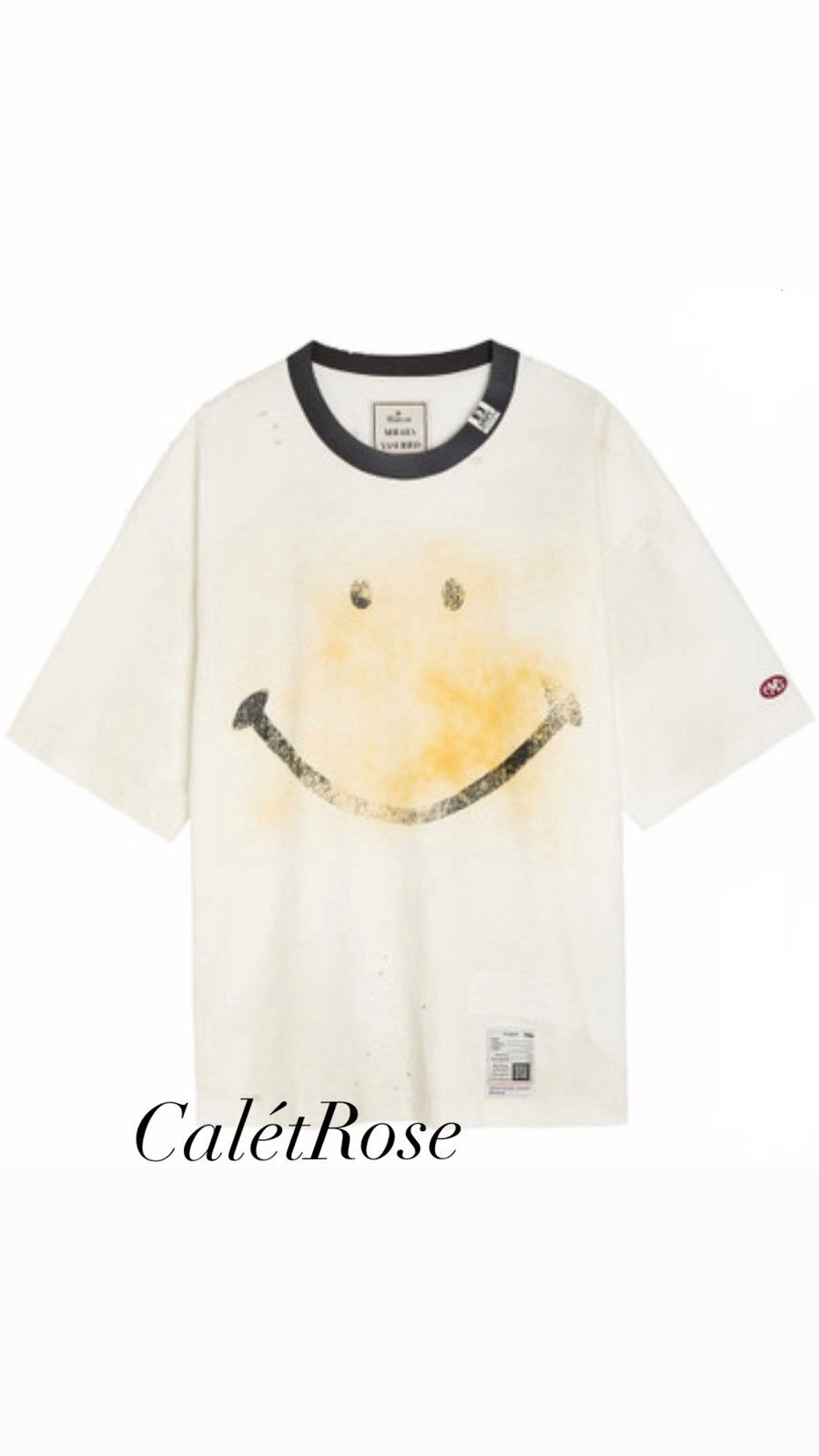 Mihara Yasuhiro Maison Mihara Yasuhiro Smiley Face Bleached Acid Was T Shirt Hoodie, Sweatshirt | FlexRushtees.com