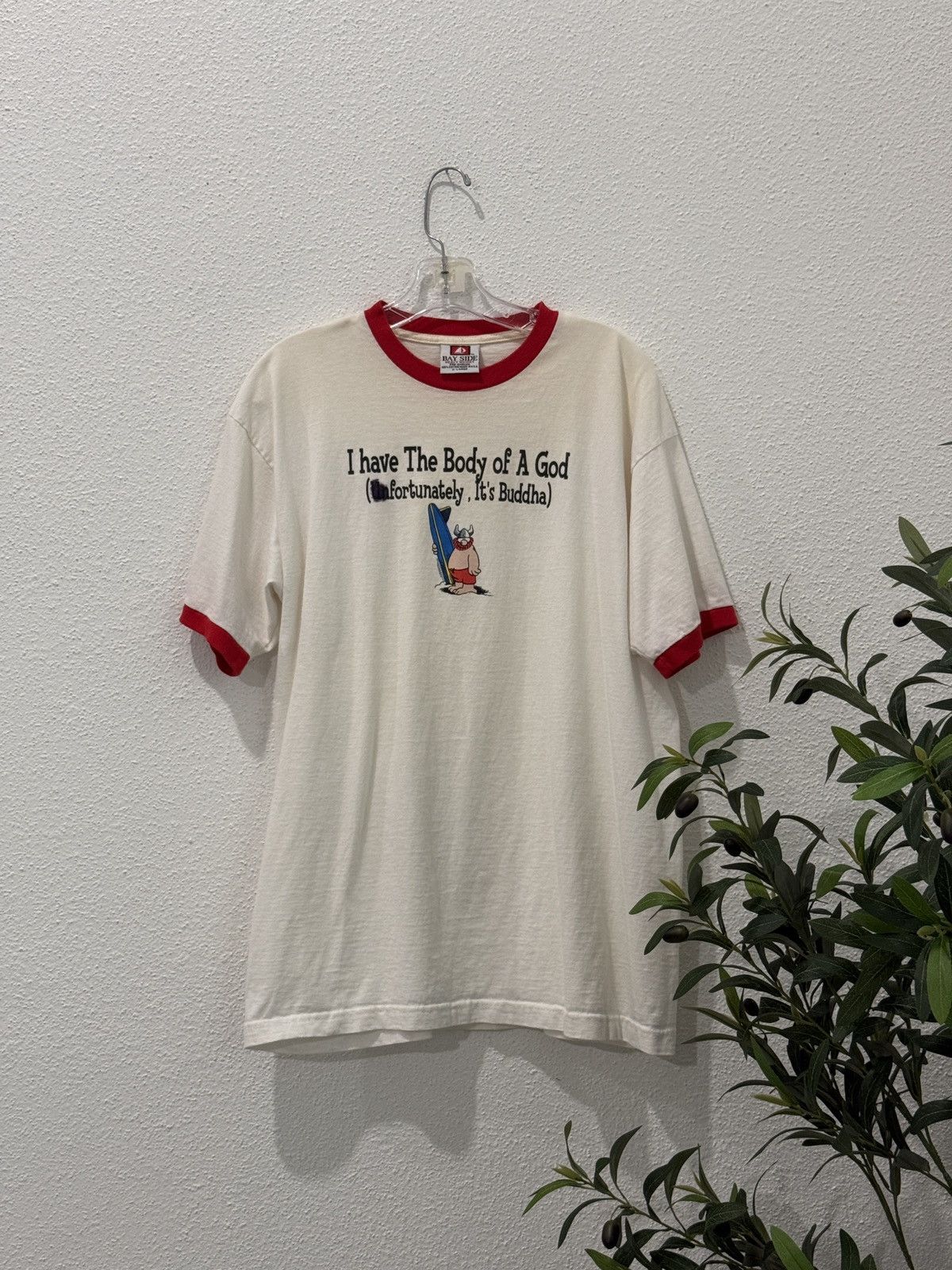 To Buddha Vtg 90s I Have The Body Of A God Buddha Parody Ringer Tee Xl Hoodie, Sweatshirt | FlexRushtees.com