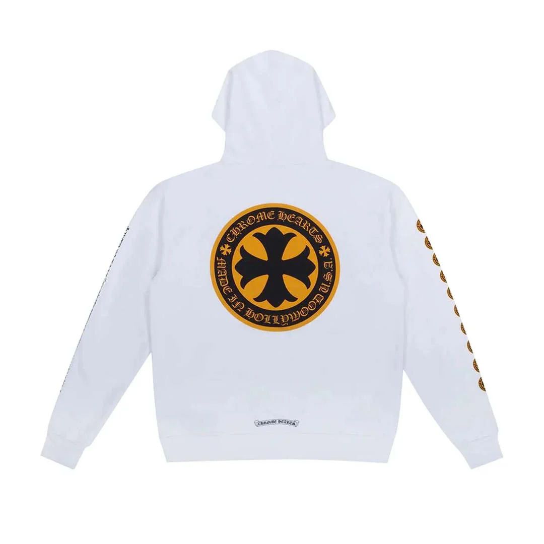 Chrome Hearts Plus Logo Hoodie White Yellow Lightly Worn T-Shirts, Sweatshirt | FlexRushtees.com