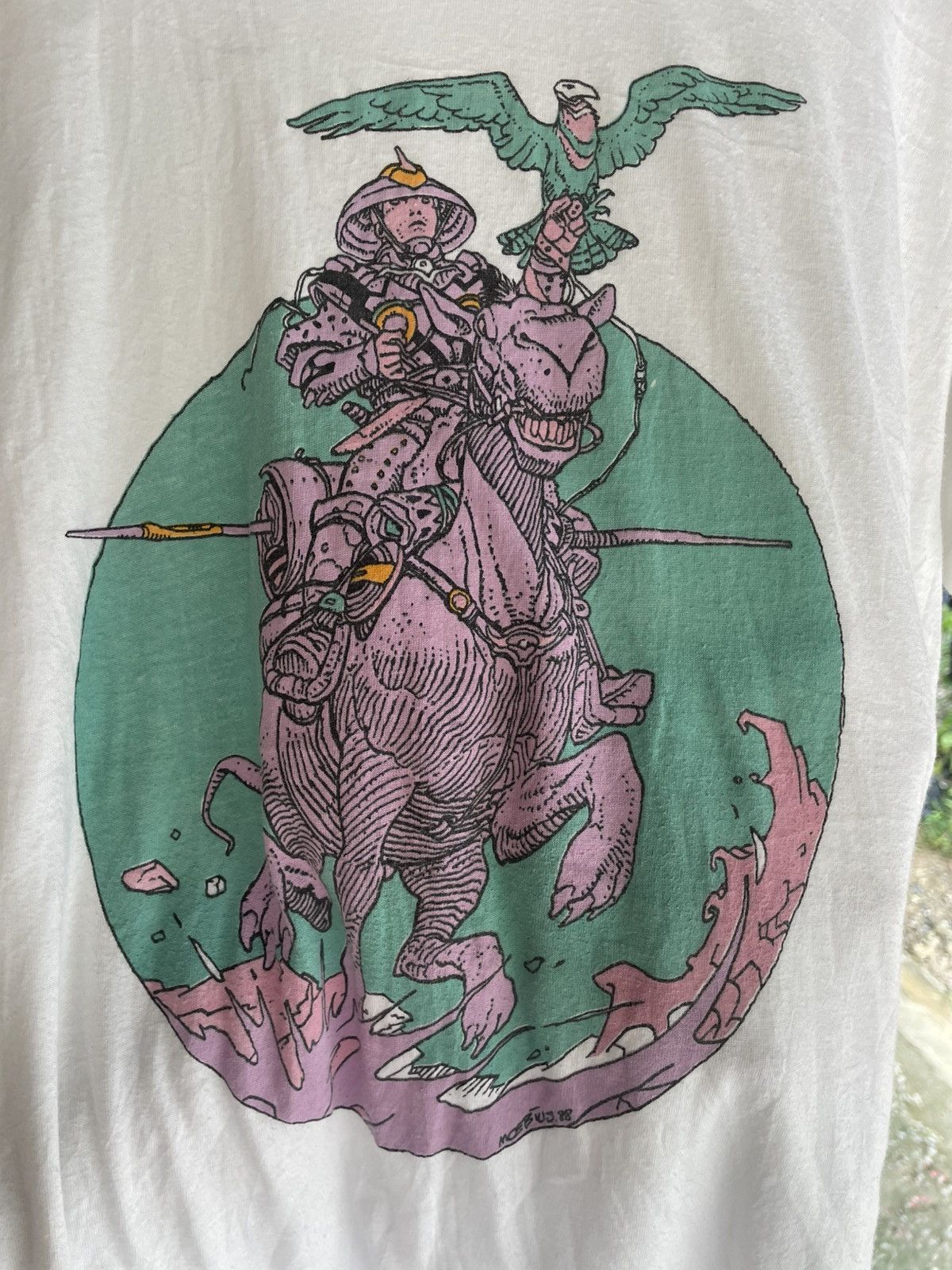 Ultra Rare Vintage Moebius 80 S Art Tee Warrior Falcon