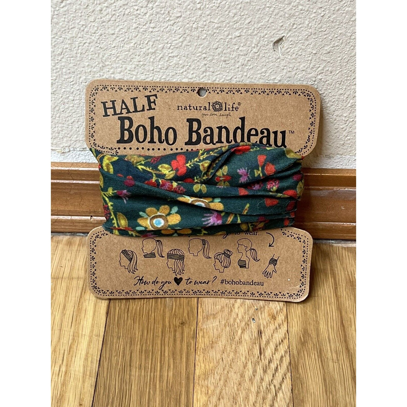 Other Natural Life Boho Half Bandeau Floral Print Green Headband B