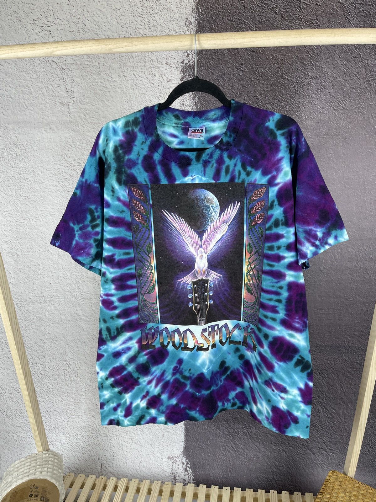 Woodstock Vintage 90s Anvil Made In Usa Tie Dye Rare Tee