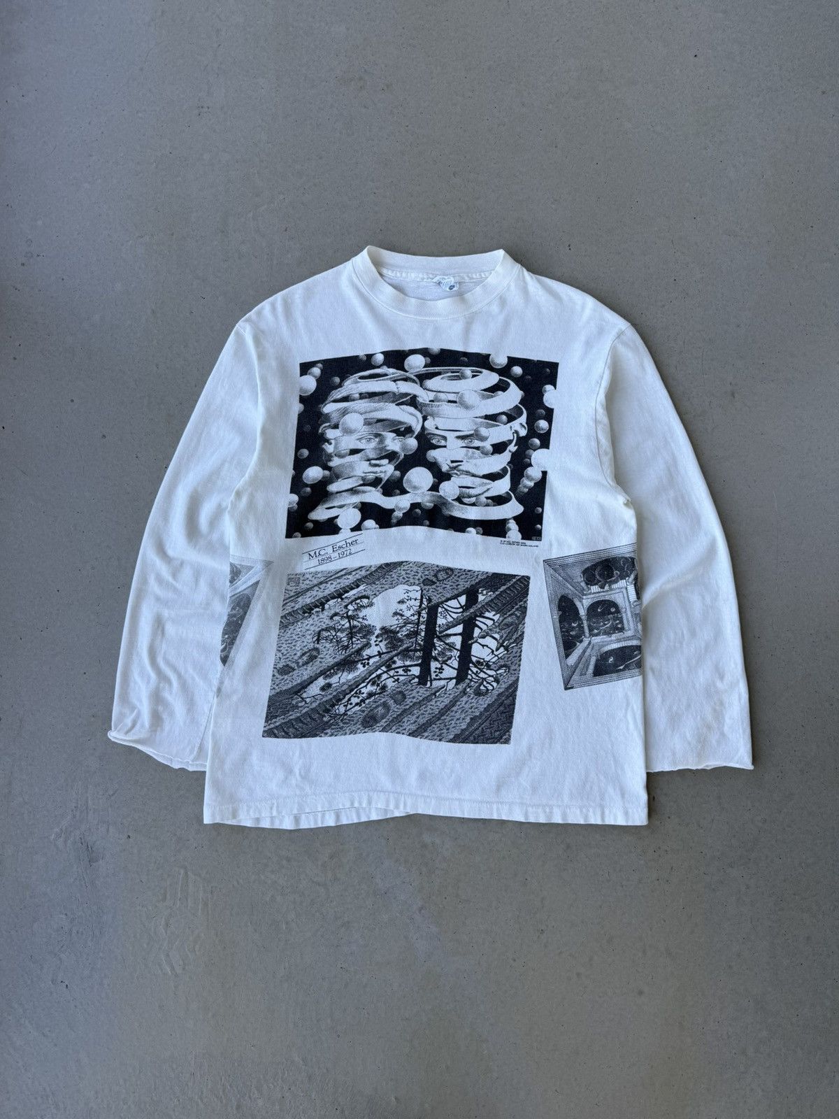 Vintage 1989 Mc Escher All Over Print Long Sleeve Art Tee