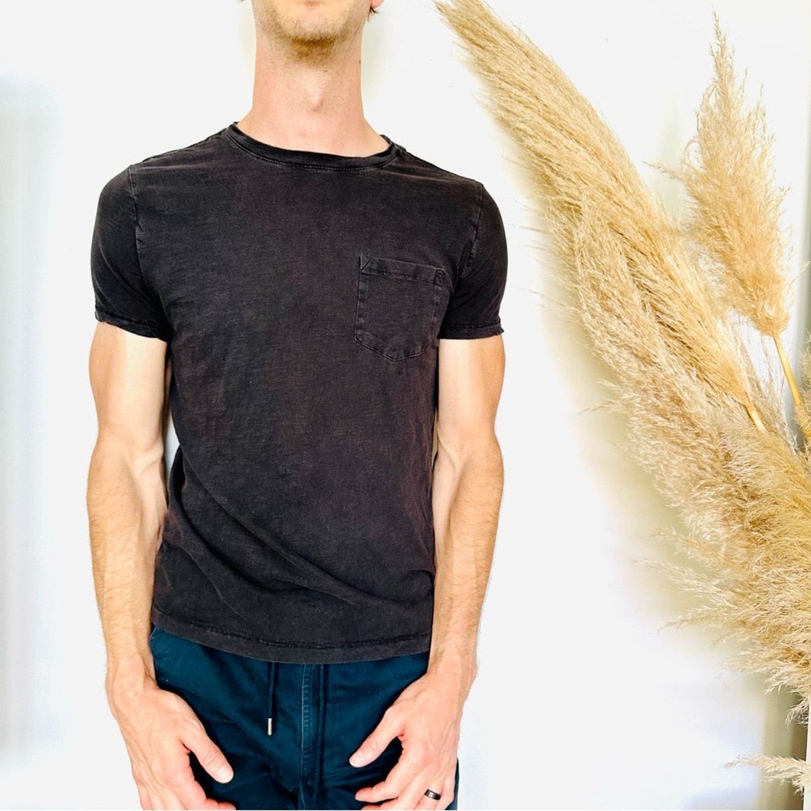 Target Basics Goodfellow Black Pocket Cotton Short Sleeve Tee Shirt Top