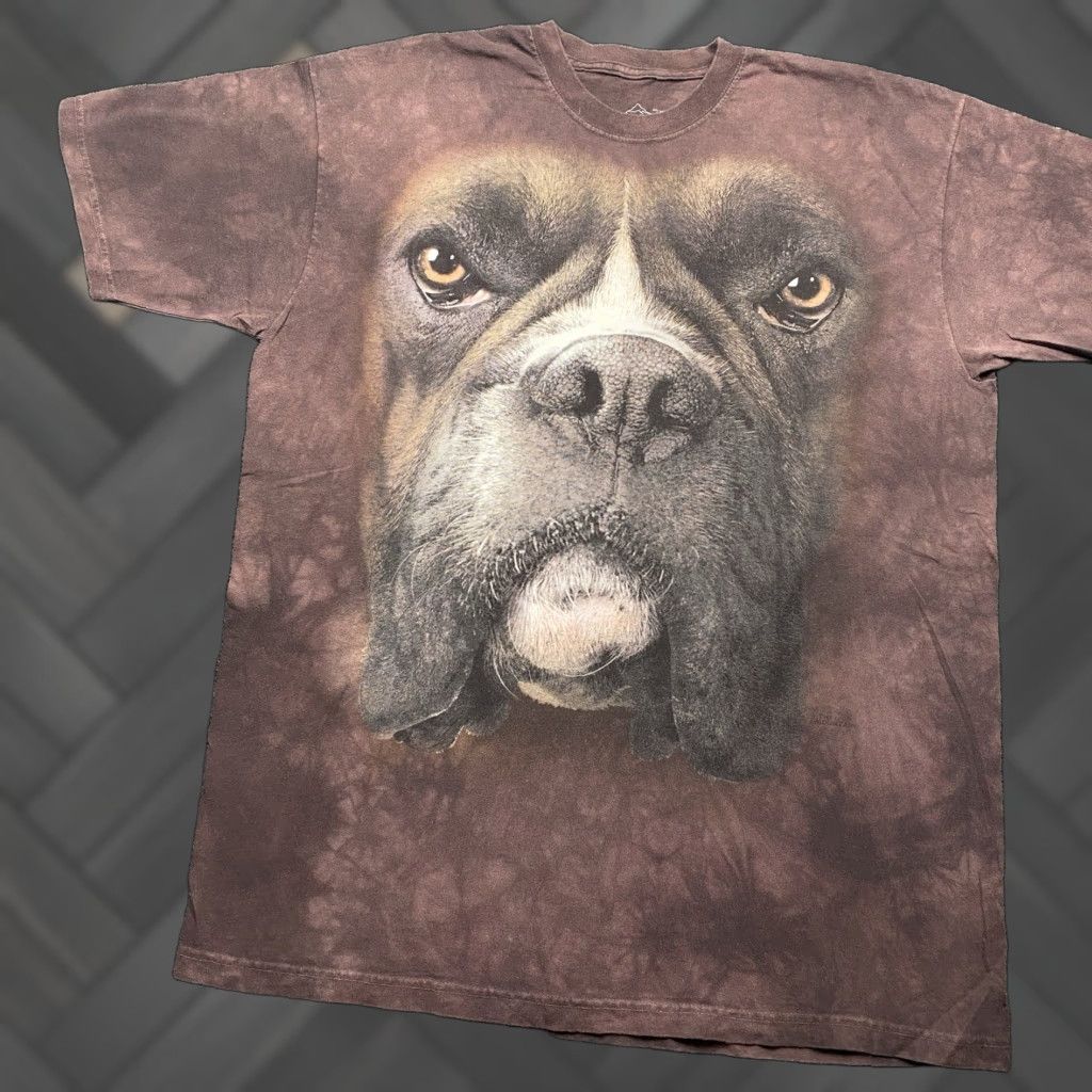 Mountain The Mountain T Shirt Men Xl Brown All Over Print English Bull Dog Dog Nature 90s Shirt