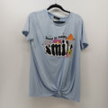 Other Ruby Lace Light Blue Top Tee Flowers Mushrooms Keep Happy
