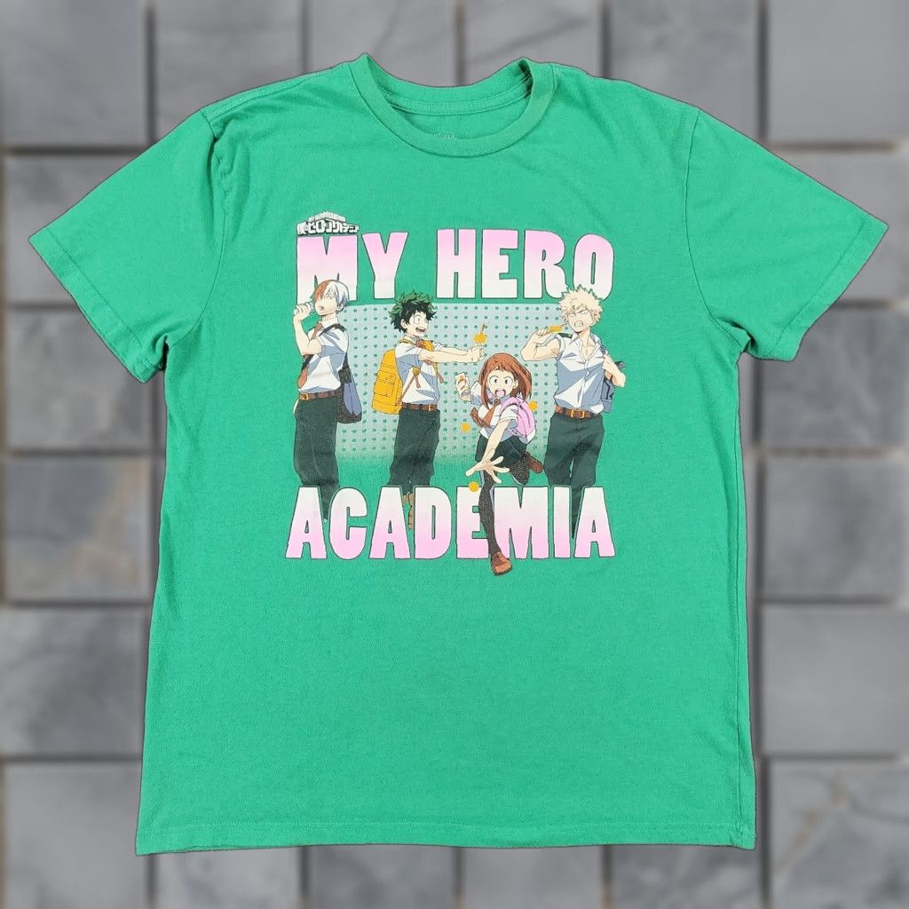 Vintage My Hero Academia Shirt Men S Medium Green Graphic Tee Short Sleeve Crew Neck Anime Manga Men Hoodie, Sweatshirt