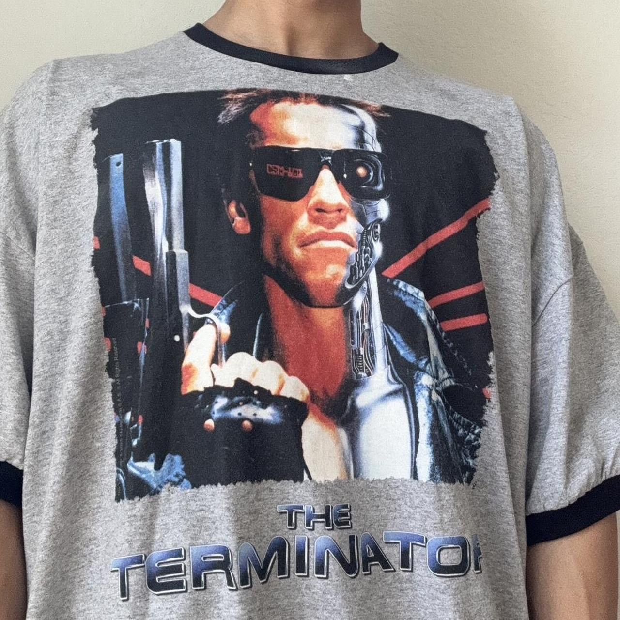 Vintage The Terminator 1984 Movie Promo Graphics Grey Tee Shirt