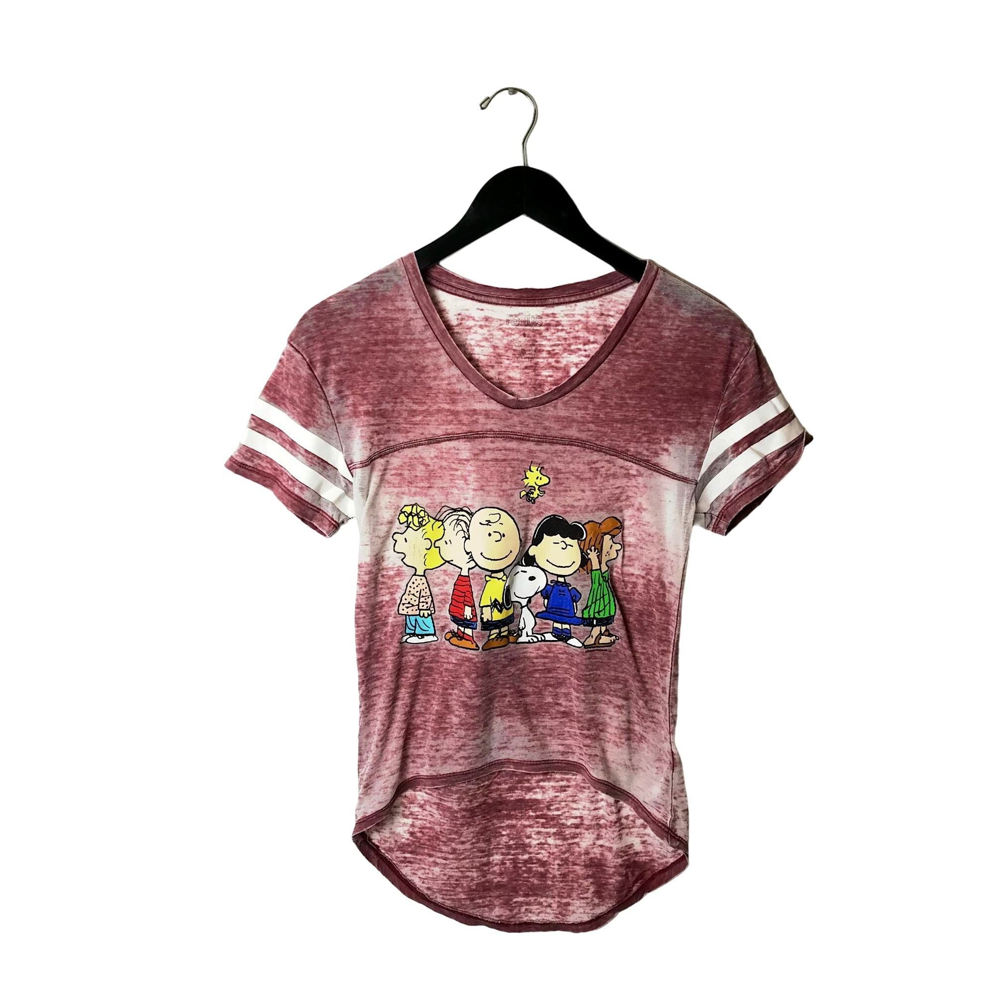 Urban Outfitters Peanuts T Shirt Cartoon Characters Burnout V Neck Bleached S Hoodie, Sweatshirt | FlexRushtees.com