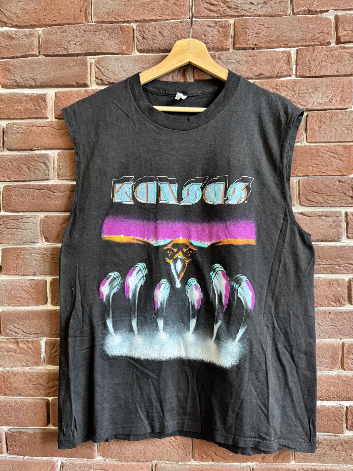 Vintage 1990 Kansas European Tour Rock Band Tee 90s Hrail Hoodie, Sweatshirt | FlexRushtees.com