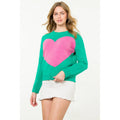 Colorblock Heart Knit Sweater
