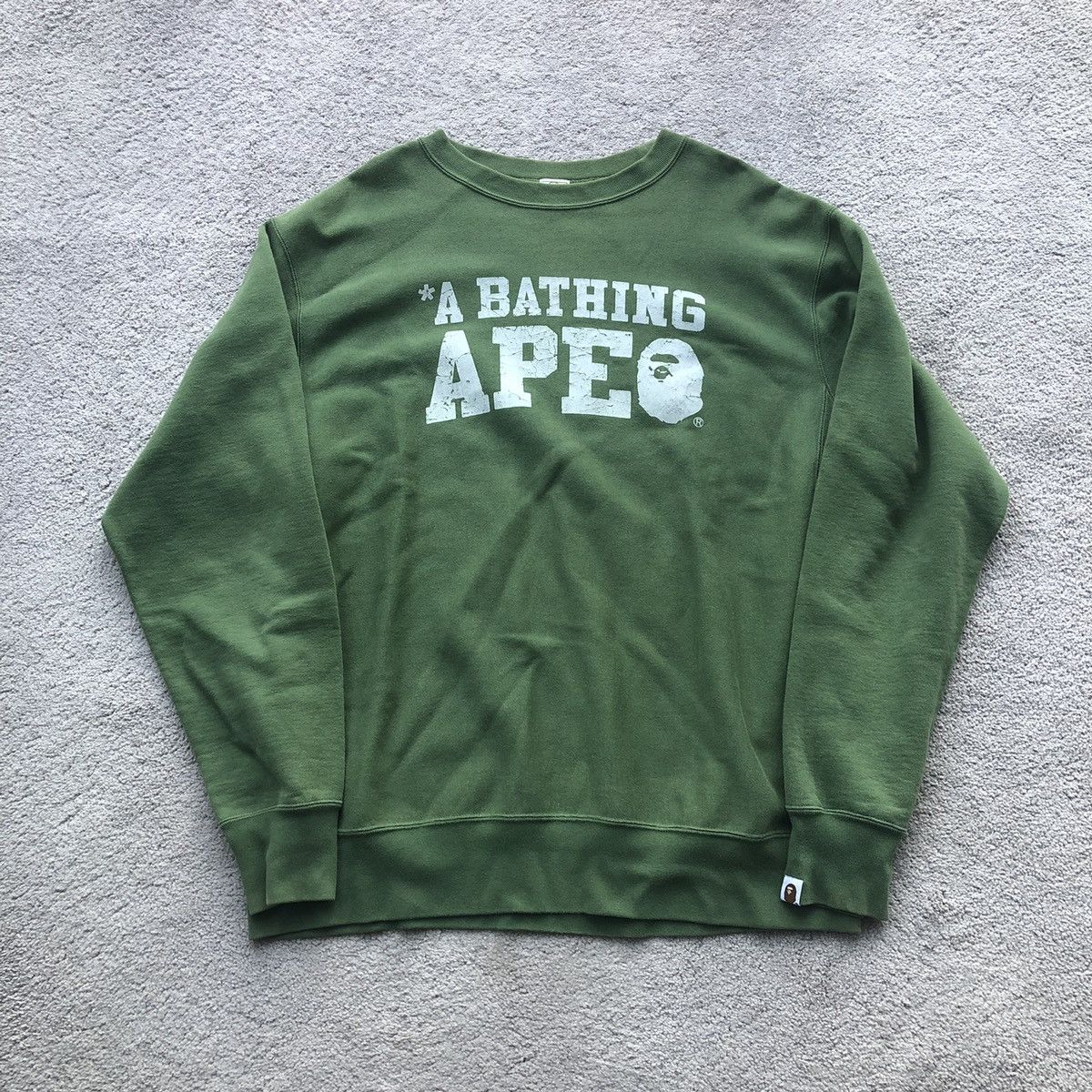 Bape A Bathing Ape Bape Crewneck Sweatshirt Green Size Large T-Shirts, Hoodie | FlexRushtees.com
