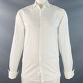 Theory White Cotton Textured Spread Collar French Cuff Shirt Hoodie, Sweatshirt | FlexRushtees.com