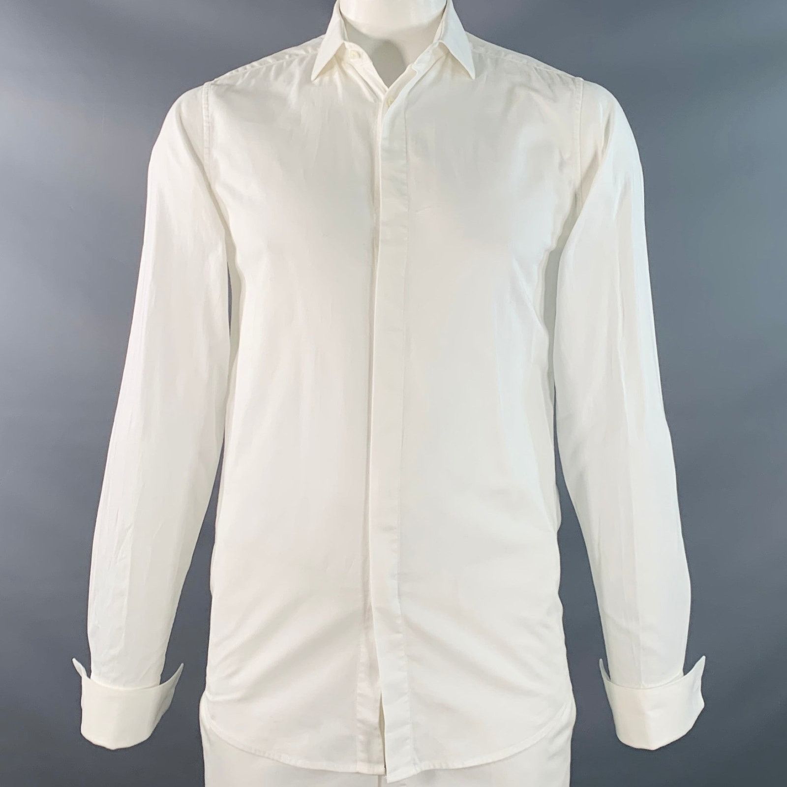 Theory White Cotton Textured Spread Collar French Cuff Shirt Hoodie, Sweatshirt | FlexRushtees.com