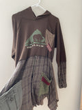 Other 1 Of 1 Custom Brown Patchwork Flannel Hoodie