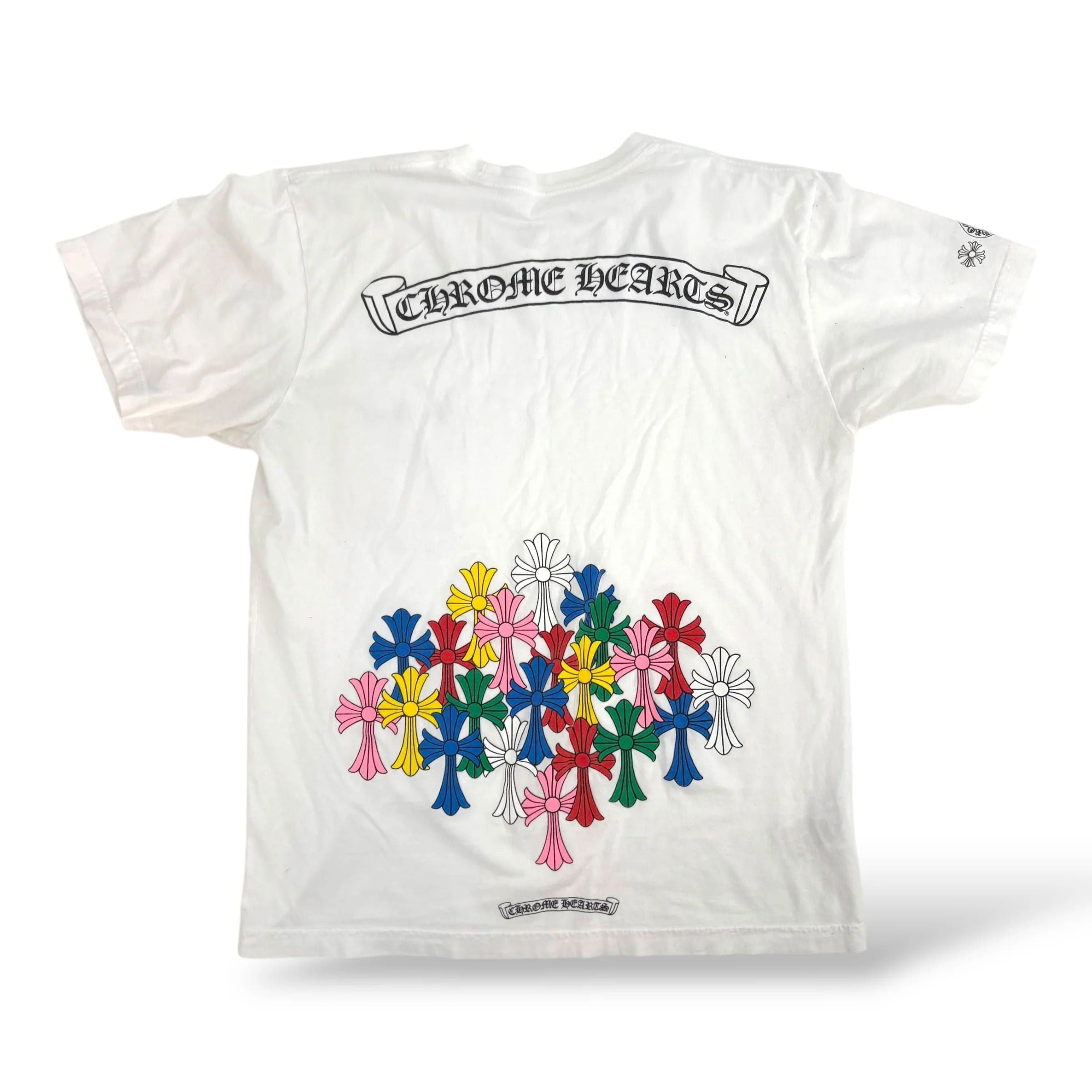 Chrome Hearts Multi Color Cross Cemetary Tee White Lightly Worn