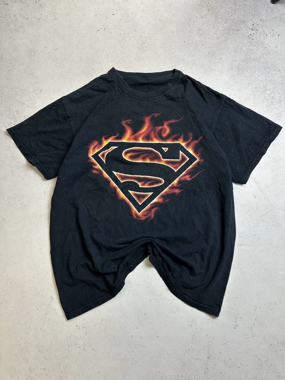 Vintage Superman Flames Boxy T Shirt Y2k L Hoodie, Sweatshirt | FlexRushtees.com
