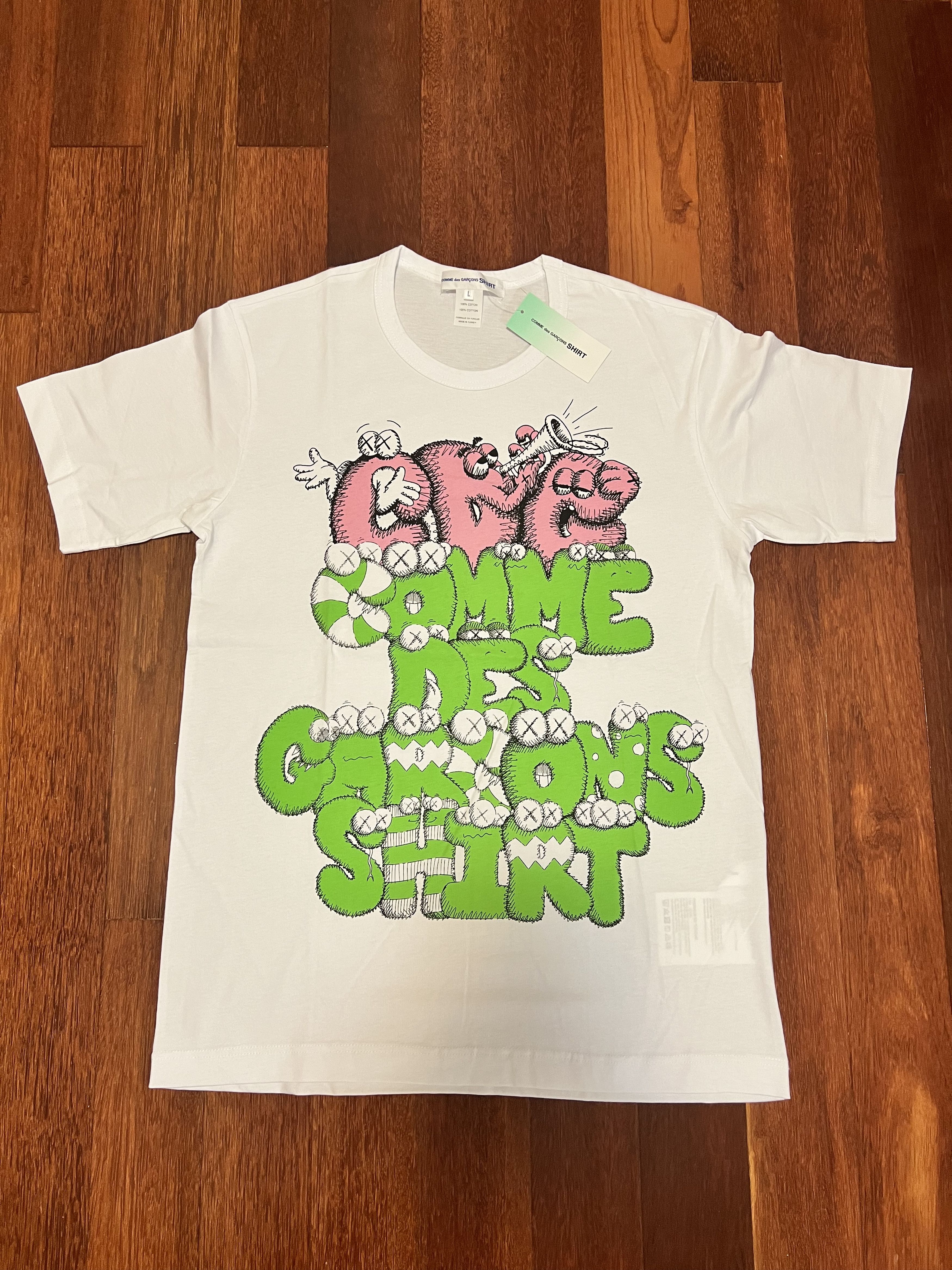 Kaws Comme Des Garcons Cdg Shirt X Kaws White Tee Large New