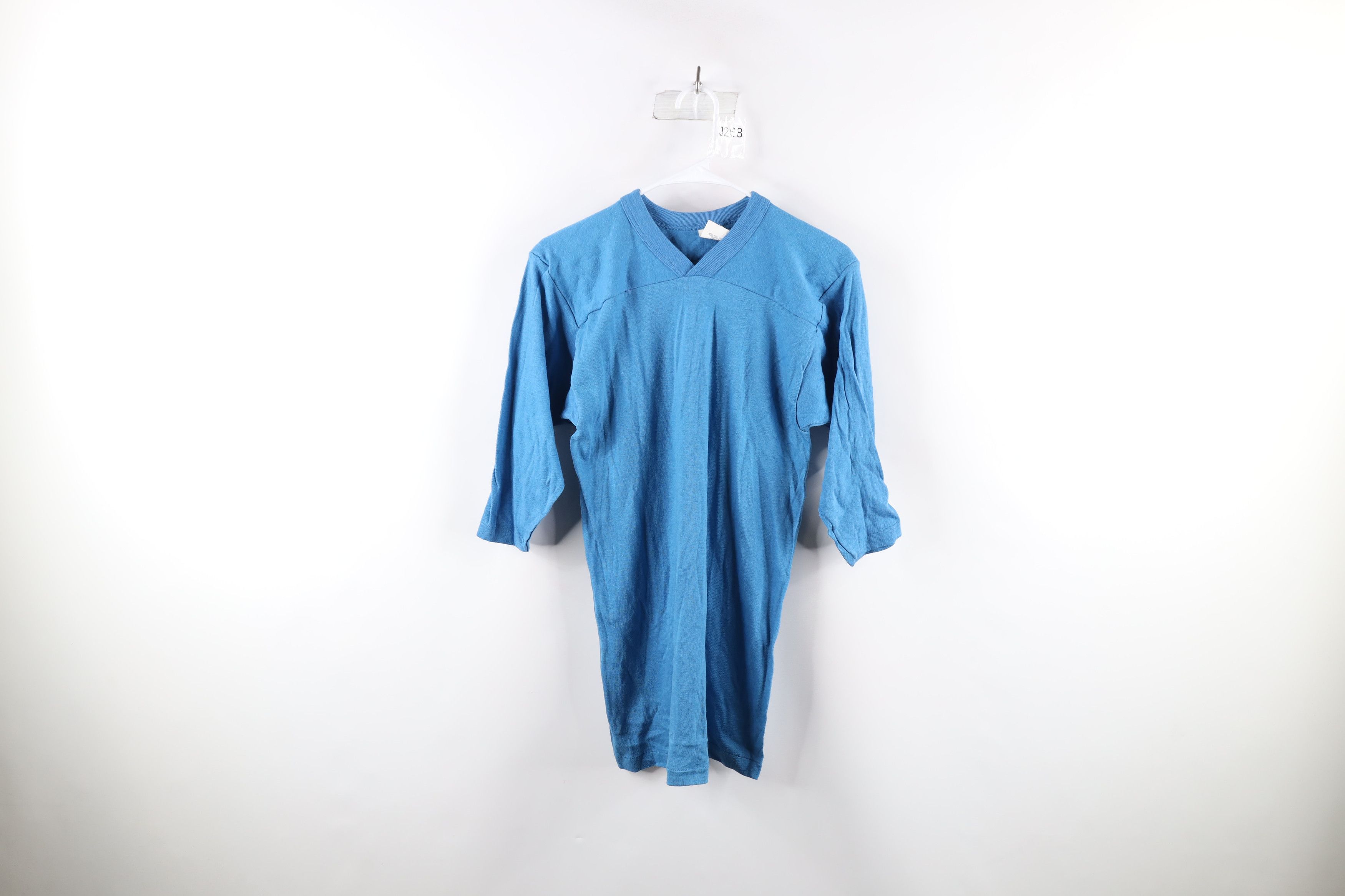 Deadstock Vintage 70s Streetwear Raglan T Shirt Blue Usa