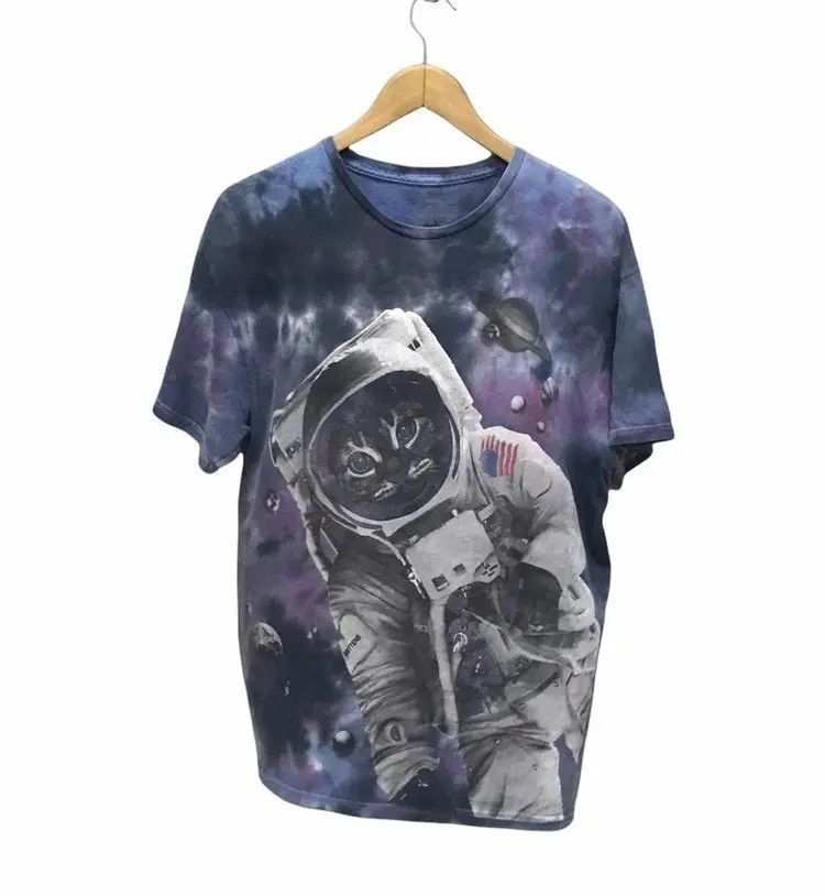 Vintage Y2k Tie Dye Cat Astronout Mitten Off Cat Moon Talk