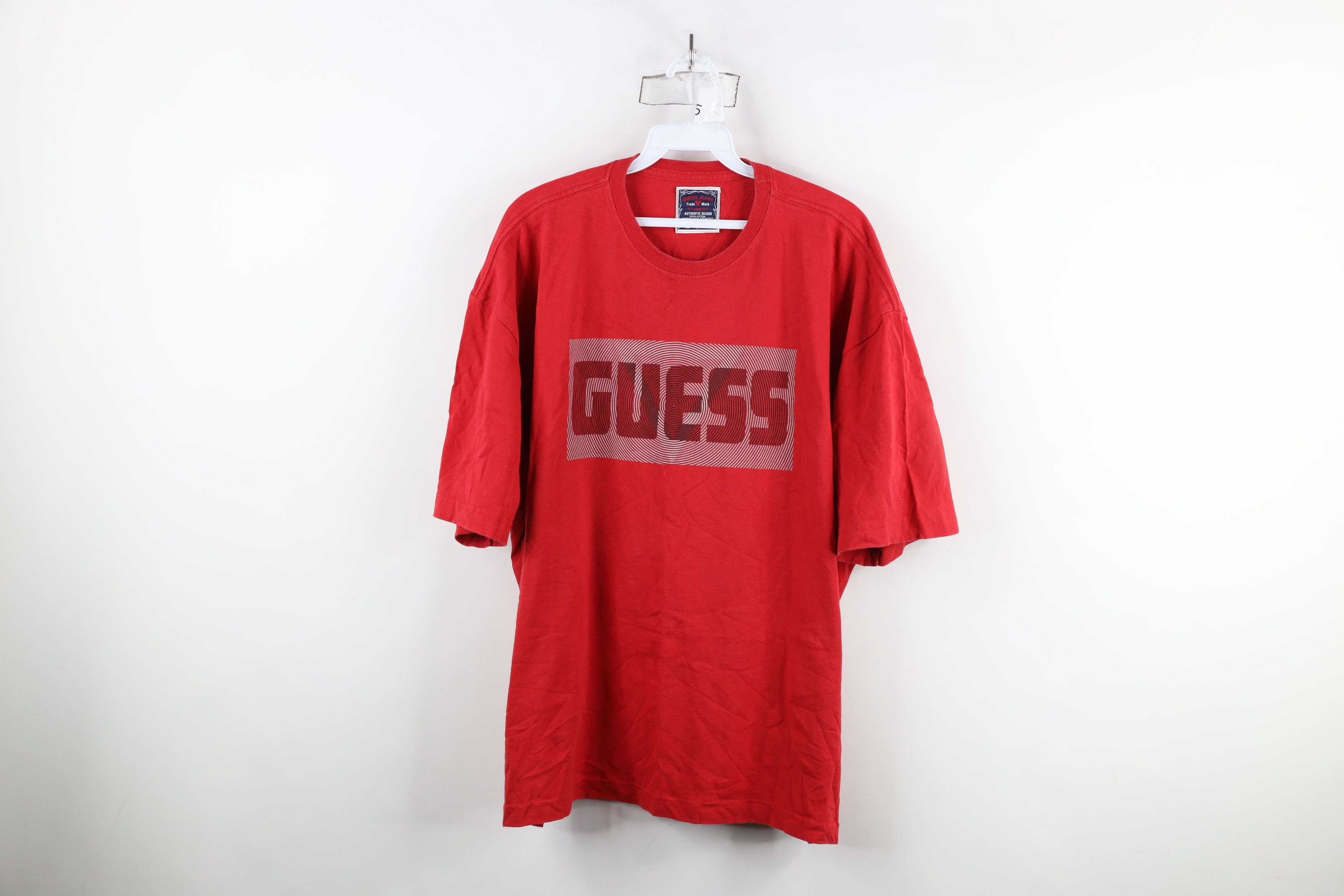 Vintage 90s Guess Spell Trippy Box Logo Short Sleeve T Shirt