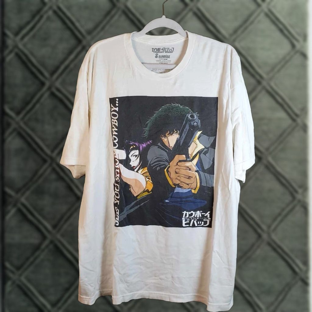 Vintage Rare Cowboy Bebop T Shirt Sunrise Funimation Space Cowboy 2xl White Cotton Short Sleeve Mens