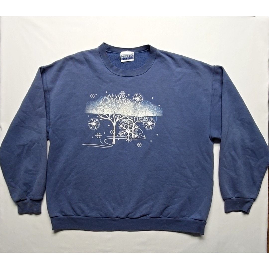 Jerzees Vintage Winter Sweatshirt Graphic Trees Large Crewneck 90s T-Shirts, Hoodie | FlexRushtees.com