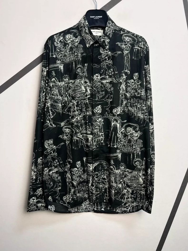 Laurent Paris Saint Laurent Artist Print Sheer Shirt Dmc