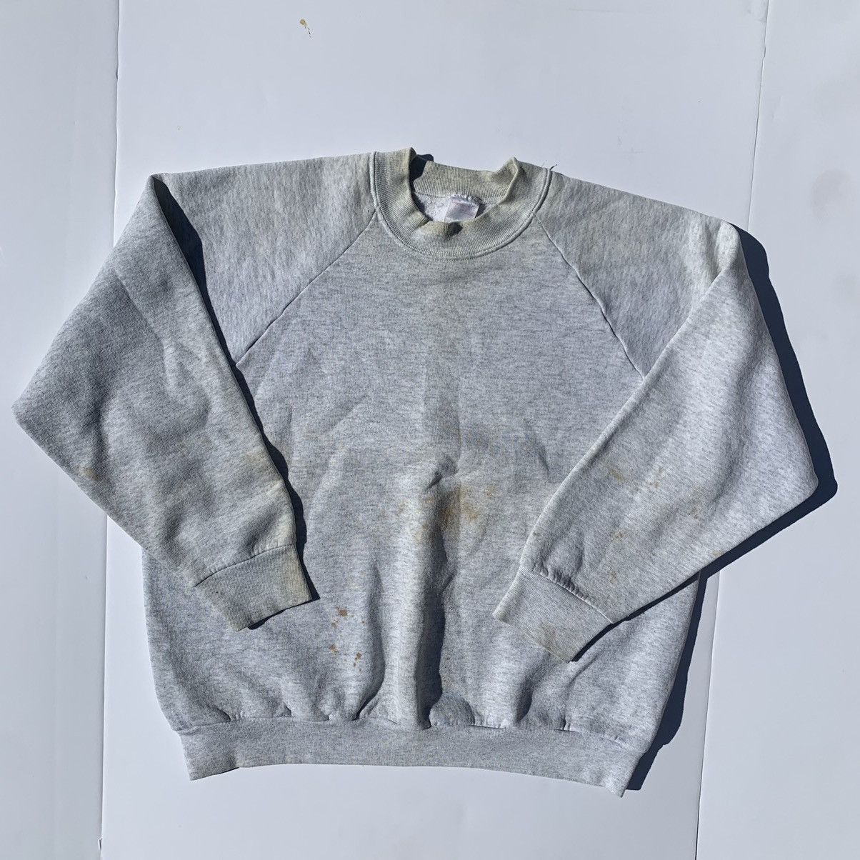 80s Vintage Fruit Of The Loom Blank Grey Raglan Crewneck