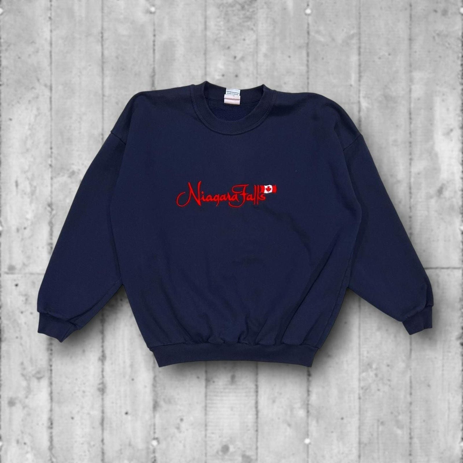 Vintage Niagara Falls Embroidered Navy Blue Sweatshirt T-Shirts, Hoodie | FlexRushtees.com