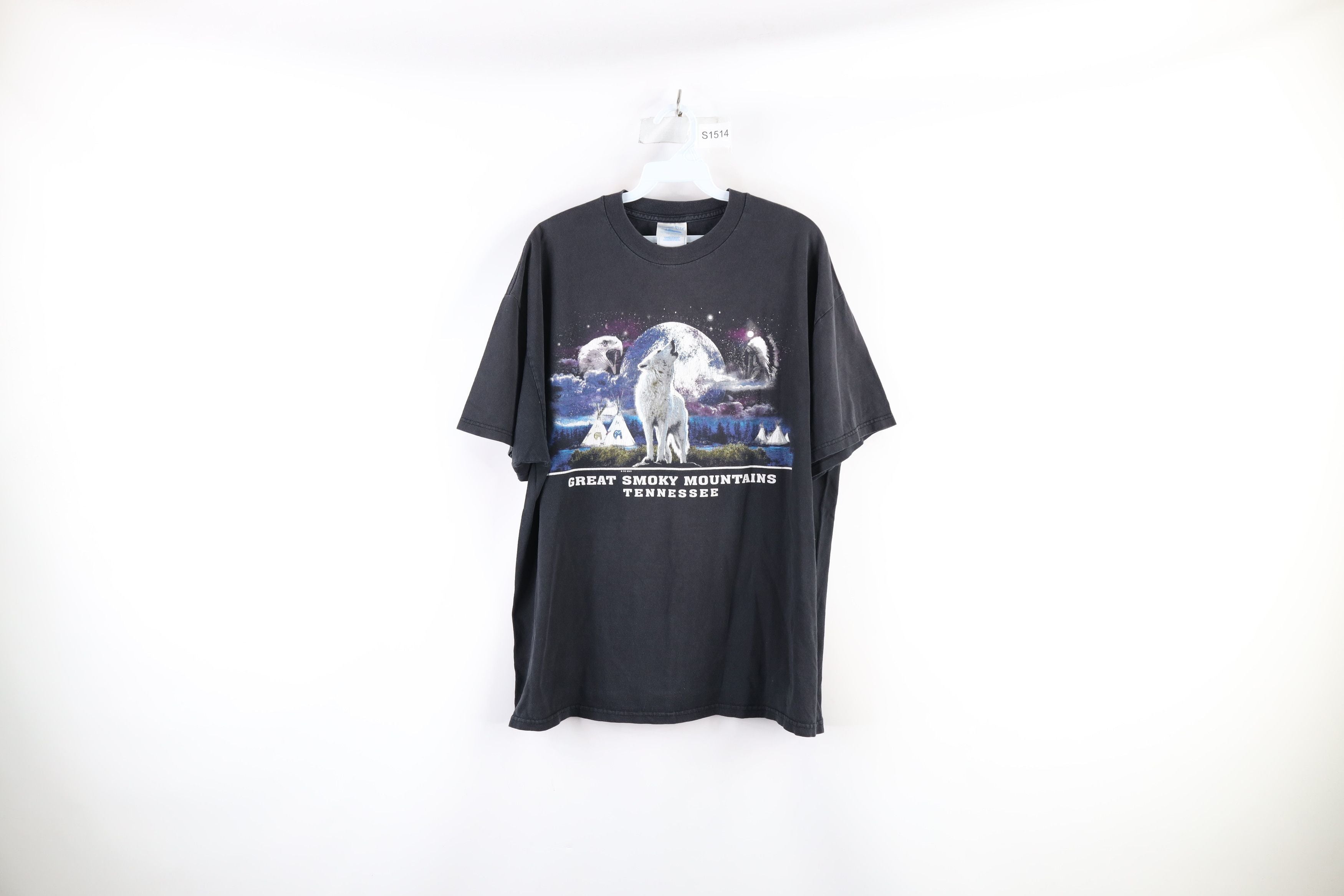 Vintage Streetwear Wolf Space Great Smoky Mountains T Shirt