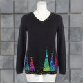Factory Quacker Factory Christmas Sweater Xs Sequin Tree Black Holiday Party Sparkle