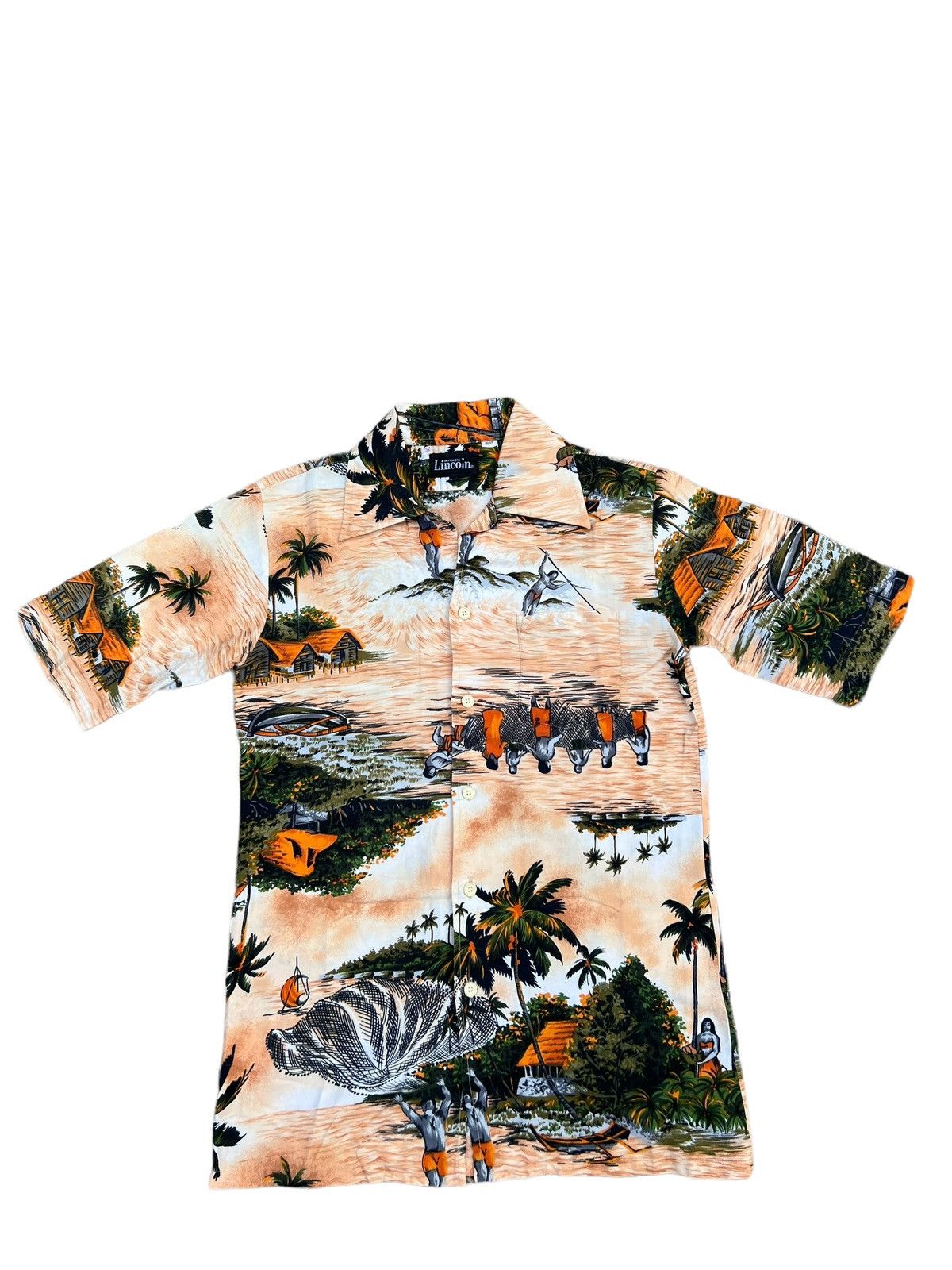 Vintage 60s 70s Hawaiian Shirt Lincoln Fisherman Island