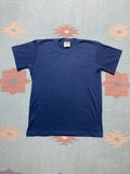 Vintage 60s T Shirt Soft Navy Blue Blank Boys L Womens M Baby Tee