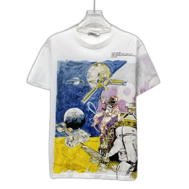 Valentino Astronaut Print Short Sleeve T Shirt Yf