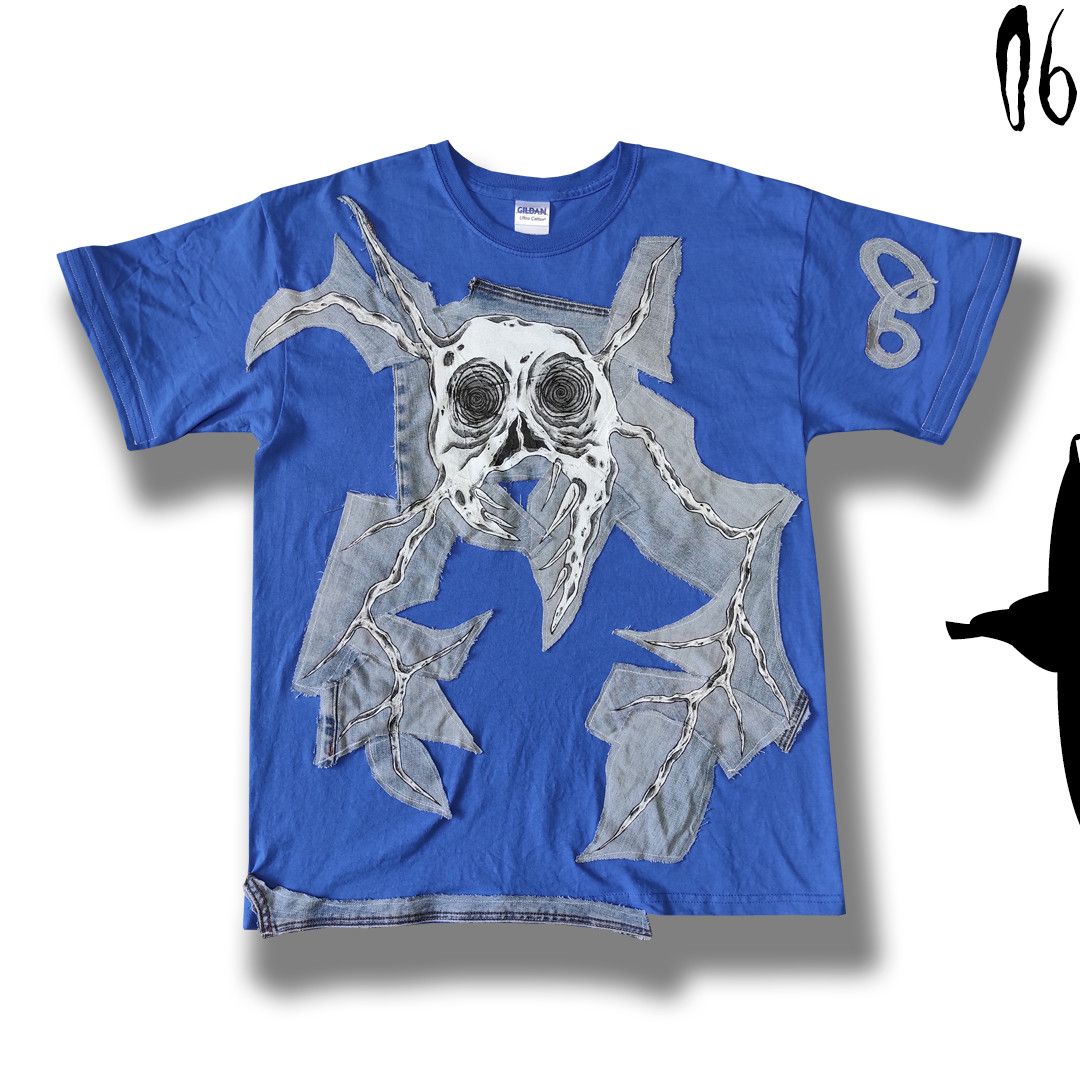 Other Custom Handmade T Shirt Longsleeve Blue Creepy Face Hoodie, Sweatshirt | FlexRushtees.com