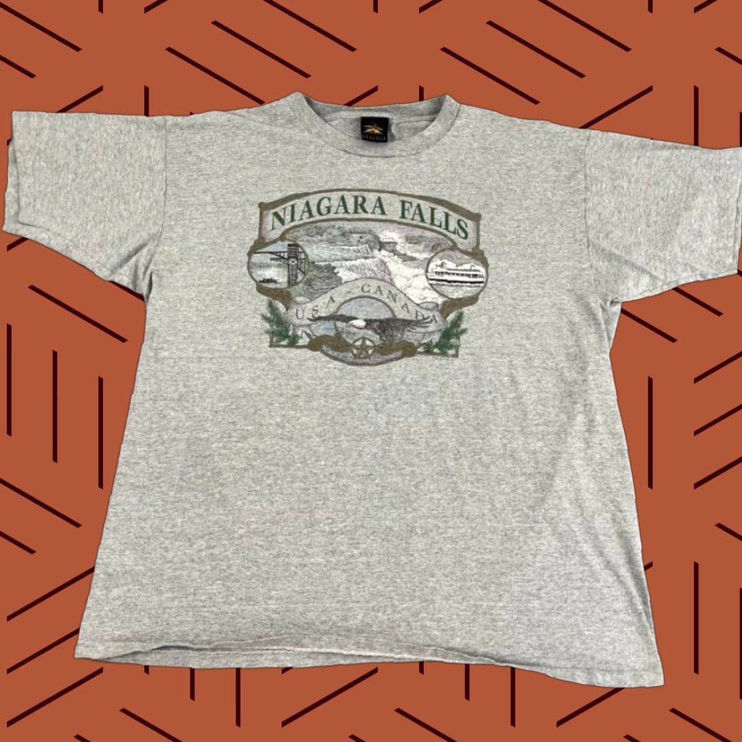 Etro Vintage Niagra Falls Shirt Mens 2xl Gray Graphic Tee Usa Canada 90 S Retro Hoodie, Sweatshirt | FlexRushtees.com
