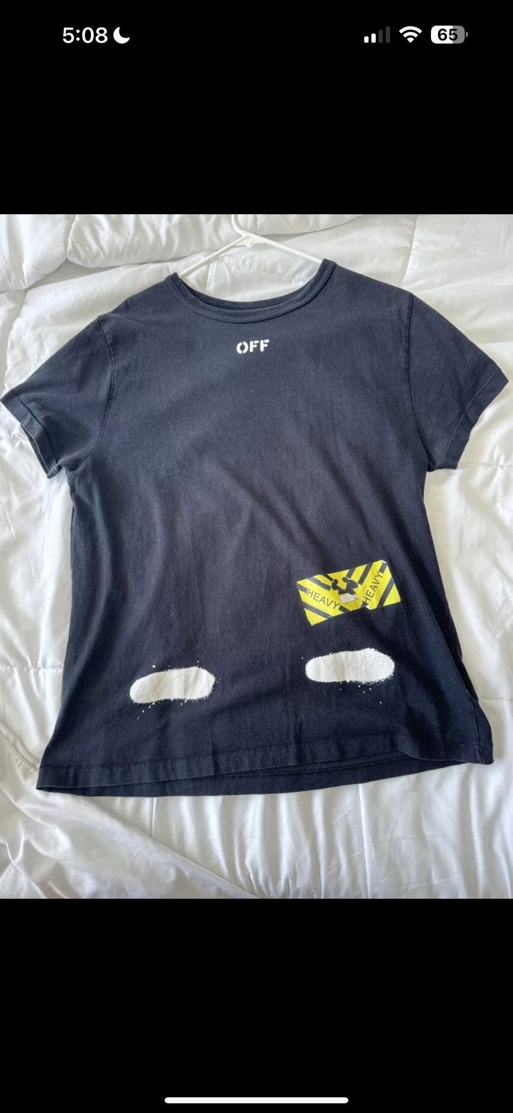White Off White Spray Tee T Shirt Size Small Oversized Hoodie, Sweatshirt | FlexRushtees.com