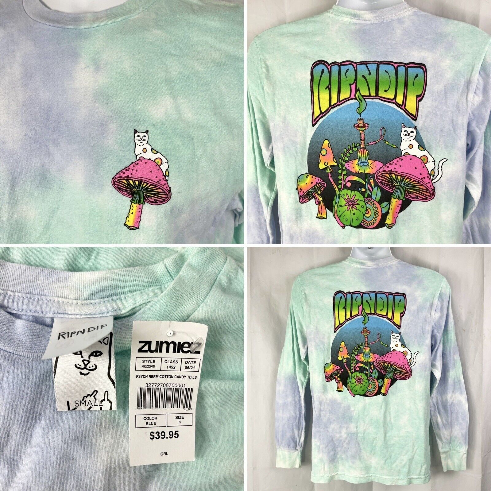 Ripndip Rip N Dip Psychedelic Mushroom Hookah Cat S Tye Dye L S Shir