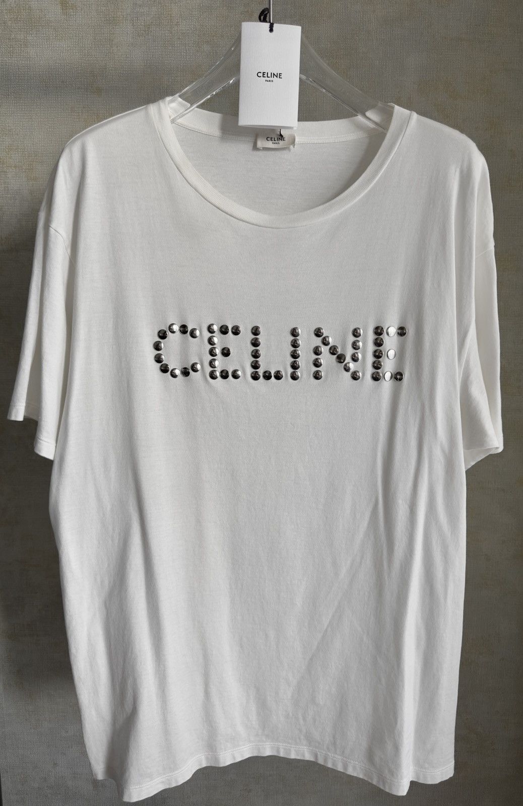 Celine By Hedi Slimane Studded Logo T Shirt Hoodie, Sweatshirt | FlexRushtees.com