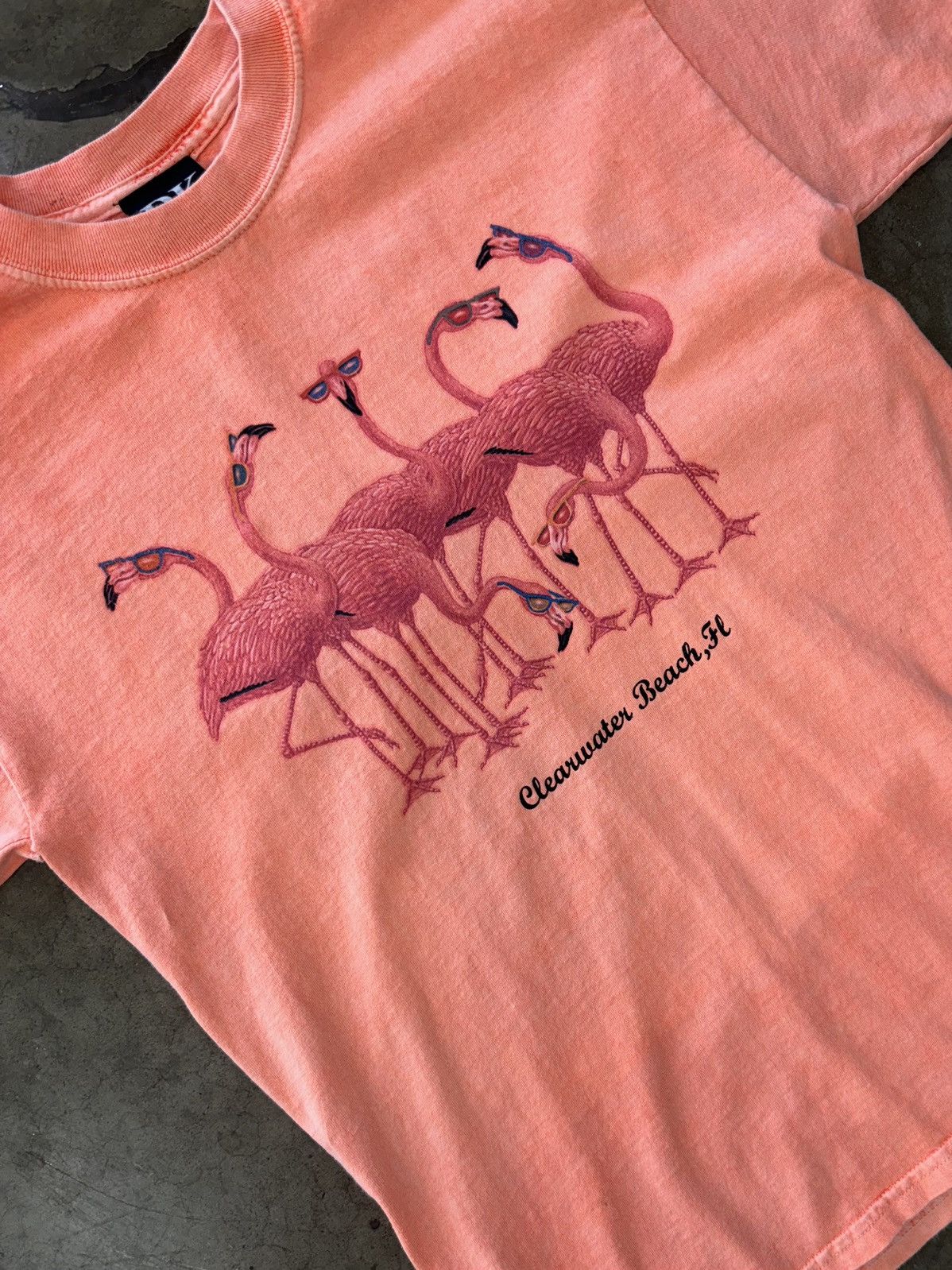 Vintage Flamingos Clearwater Beach Vacation Tee Medium