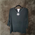 Factory Quacker Factory Women S Black V Neck 3 4 Sleeve Beaded T Shirt Size S
