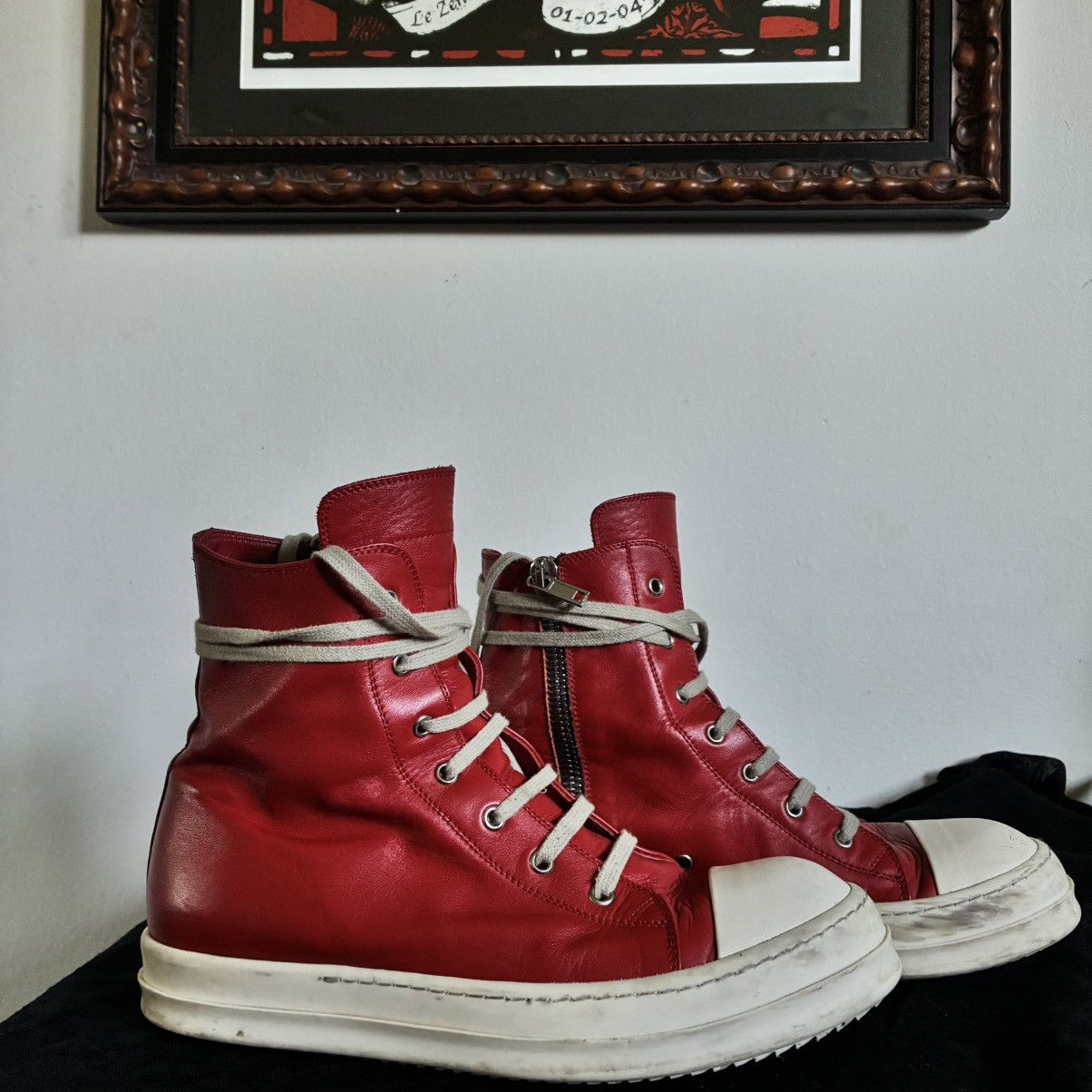 Owens Rick Owens Chili Red Milk High Top Ramones