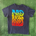 Vintage No Bad Vibes Quote Shirt Navy Rainbow Peace Sign Hippie Tee Hoodie, Sweatshirt | FlexRushtees.com