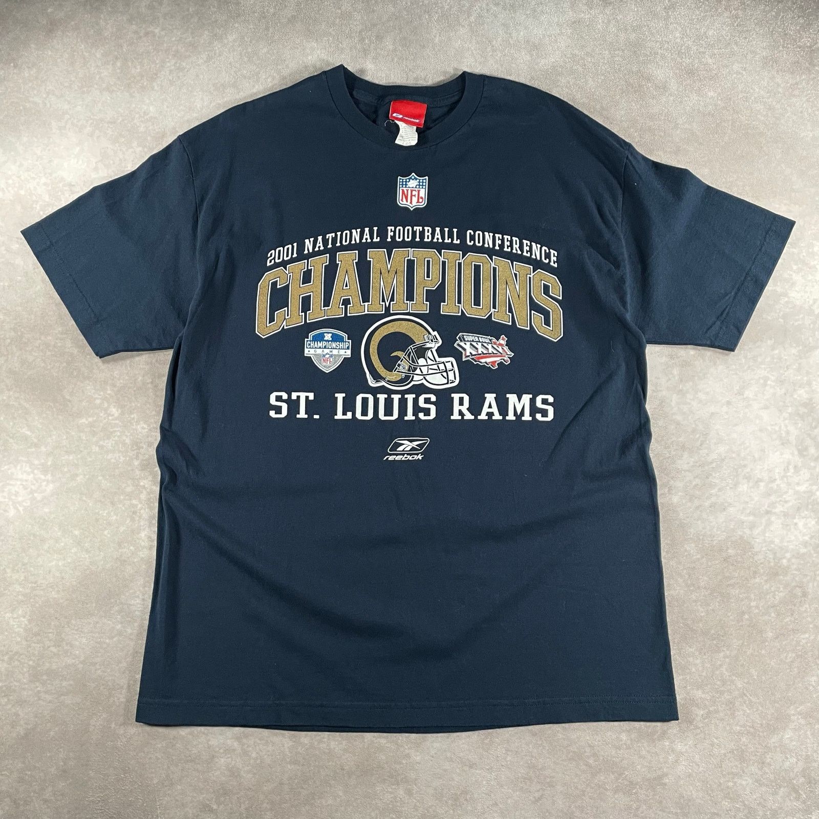 Vintage 2001 Reebok St Louis Rams Nfc Champions Men S Large T Shirt Hoodie, Sweatshirt | FlexRushtees.com