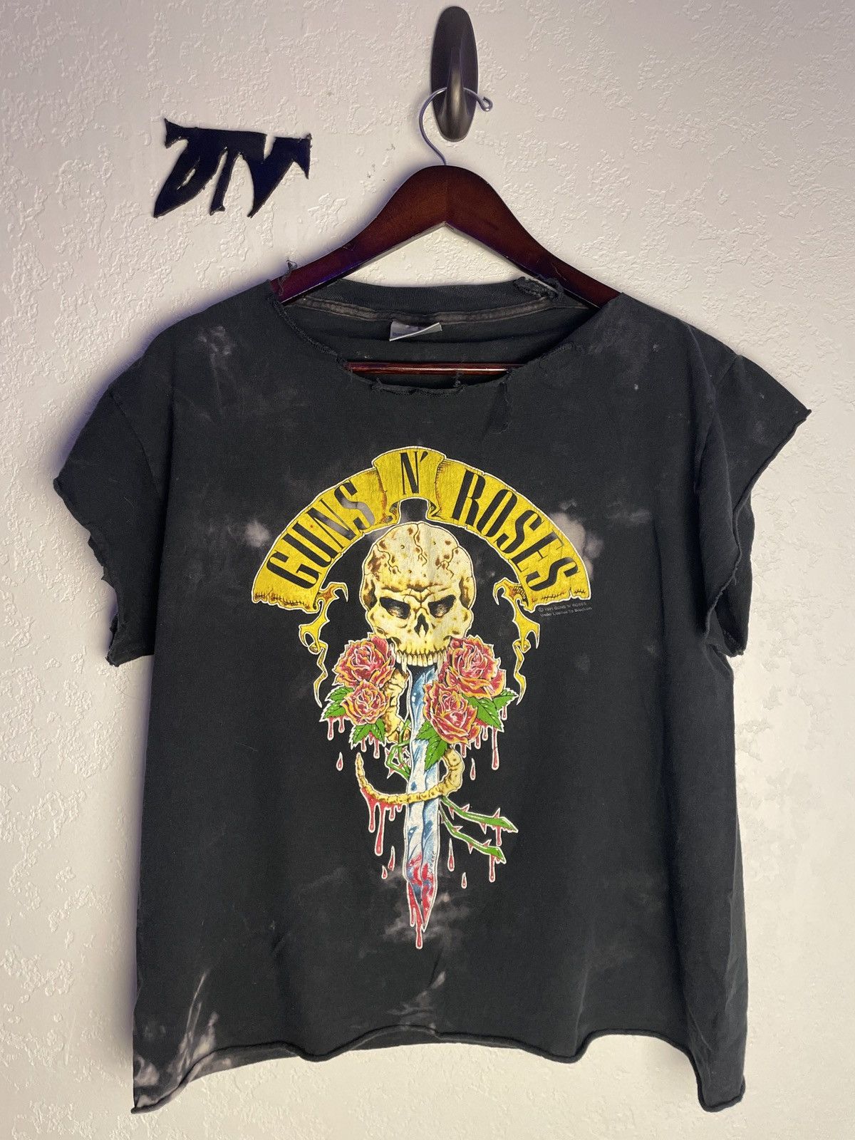 Band Tees Guns And Roses Thrashed Bleached Cut Sleeve Hoodie, Sweatshirt | FlexRushtees.com