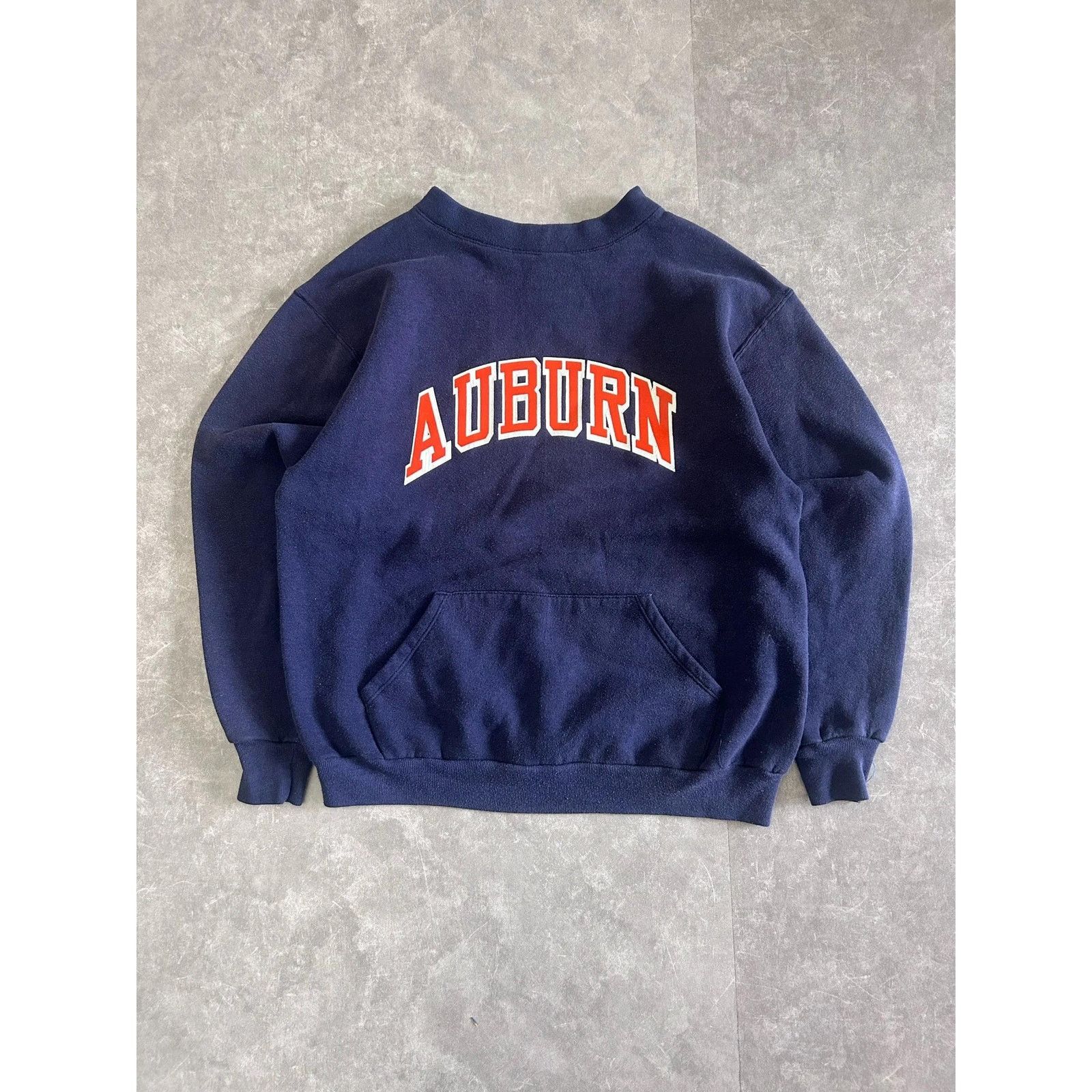 Russell Athletic Vintage Auburn Tigers Navy Kangaroo Pocket Navy Crewneck L